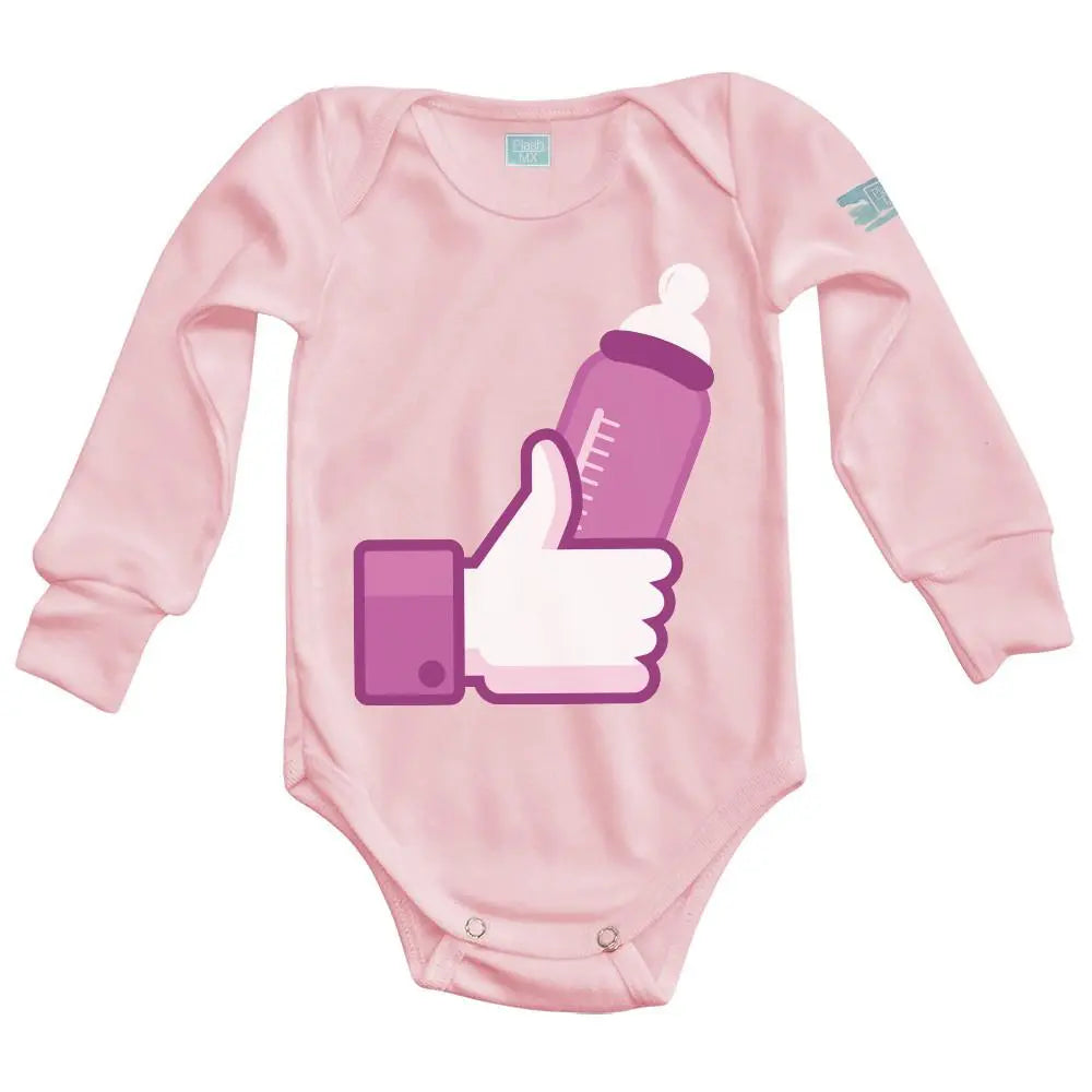 Body Bebé Like Rosa / Rosa Intenso / Larga / 24m - Politec - vista lateral