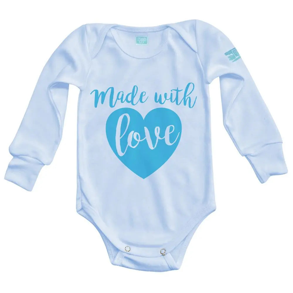 Body Bebé Made With Love Diseño Azul Azul / Azul Intenso / Larga / 24m - PLASH - vista lateral