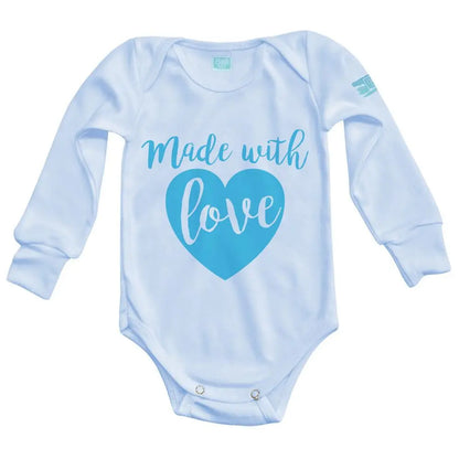 Body Bebé Made With Love Diseño Azul Azul / Azul Intenso / Larga / 24m - PLASH - vista lateral