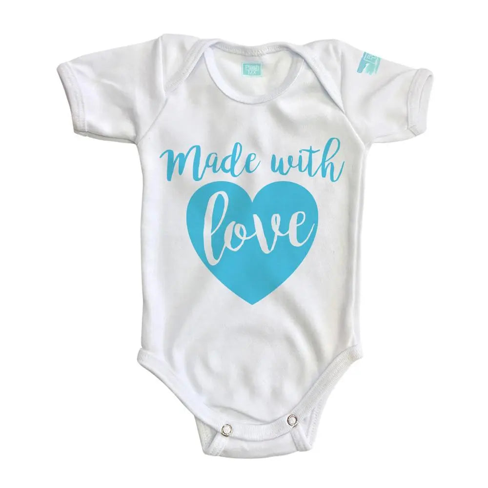 Body Bebé Made With Love Diseño Azul Blanco / Azul Intenso / Corta / 24m - Coveme