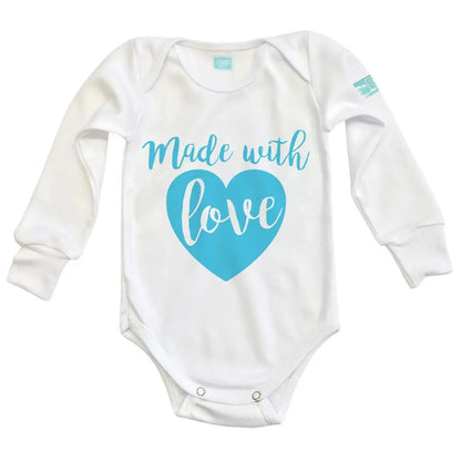 Body Bebé Made With Love Diseño Azul Blanco / Azul Intenso / Larga / 24m - Coveme - vista lateral