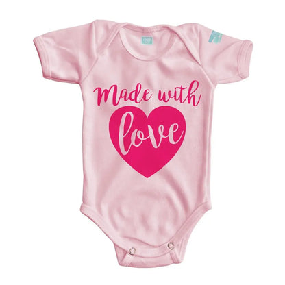 Body Bebé Made With Love Diseño Rosa Rosa / Rosa Intenso / Corta / 24m - Coveme
