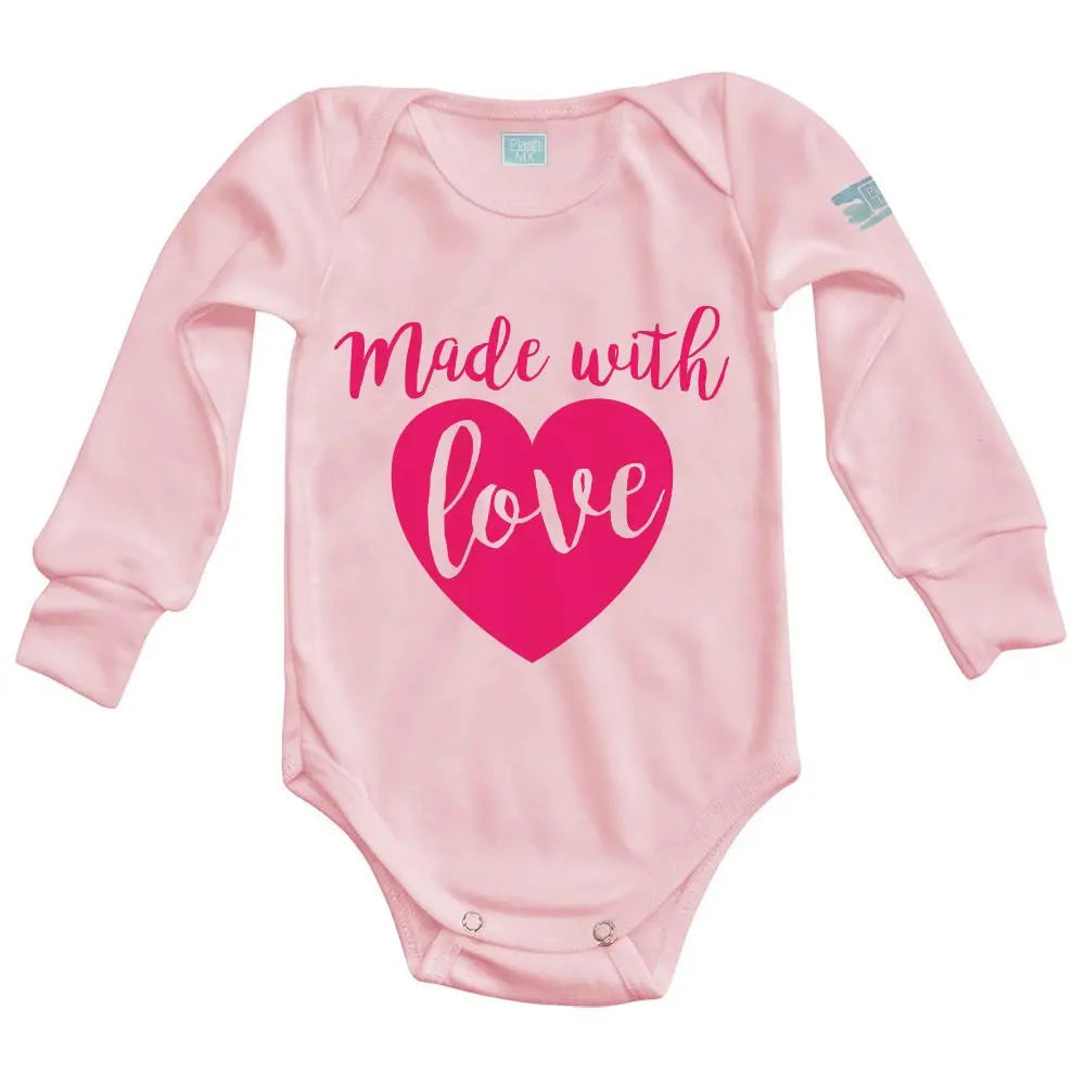 Body Bebé Made With Love Diseño Rosa Rosa / Rosa Intenso / Larga / 24m - Coveme - vista lateral