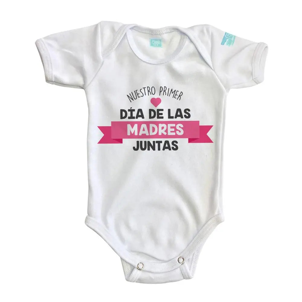 Body Bebe Primer Día de las Madres Blanco / Rosa Intenso / Corta / 24m - Politec