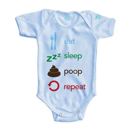 Body Bebé Eat, Sleep, Poop, Repeat Manga Corta / Azul / 24m - Coveme