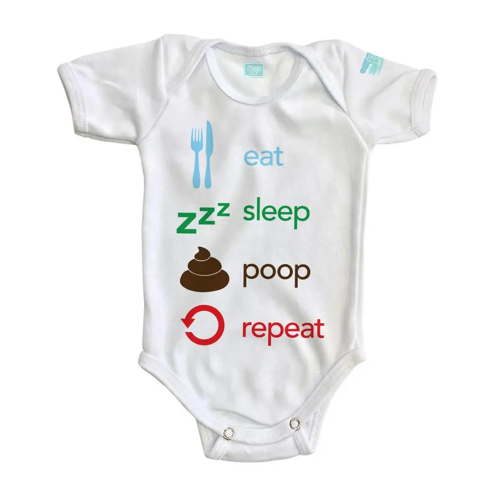 Body Bebé Eat, Sleep, Poop, Repeat Manga Corta / Blanco / 24m - PLASH