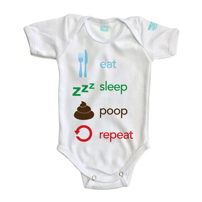 Body Bebé Eat, Sleep, Poop, Repeat Manga Corta / Blanco / 24m - PLASH
