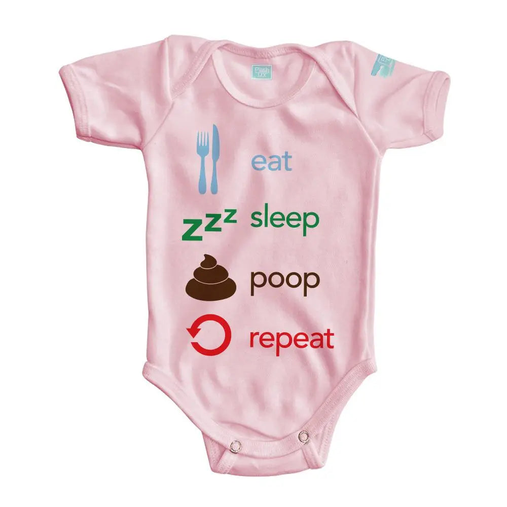 Body Bebé Eat, Sleep, Poop, Repeat Manga Corta / Rosa / 24m - Coveme - vista lateral