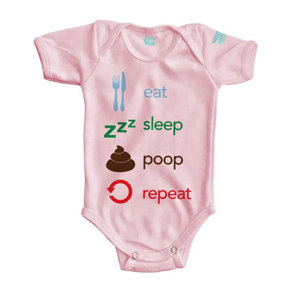 Body Bebé Eat, Sleep, Poop, Repeat Manga Corta / Rosa / 24m - Coveme - vista lateral