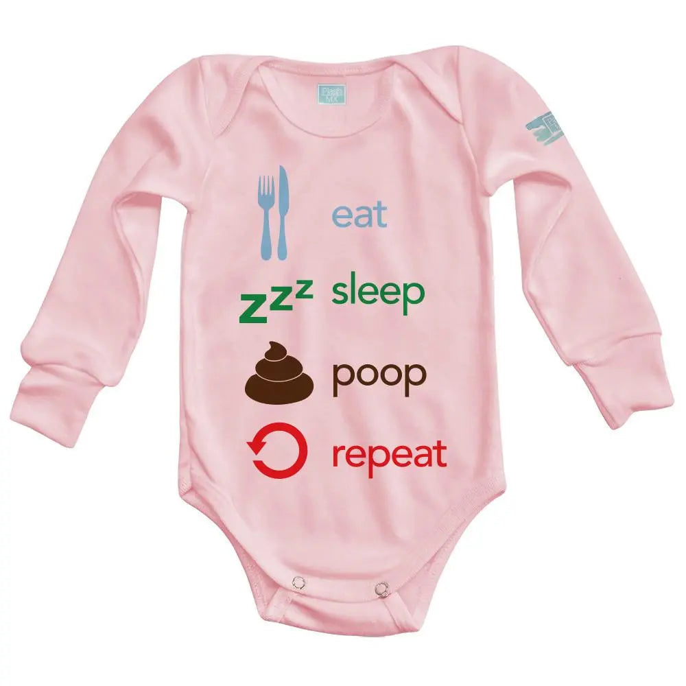 Body Bebé Eat, Sleep, Poop, Repeat Manga Larga / Rosa / 24m - Coveme - vista lateral