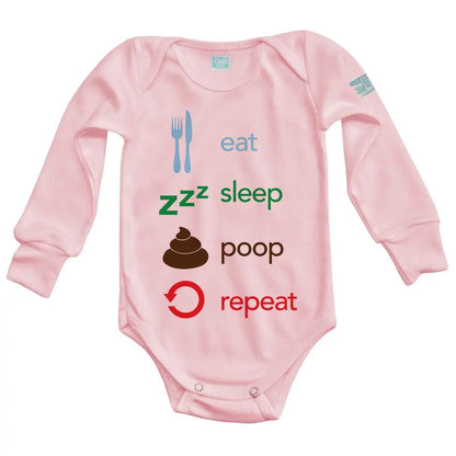 Body Bebé Eat, Sleep, Poop, Repeat Manga Larga / Rosa / 24m - Coveme - vista lateral