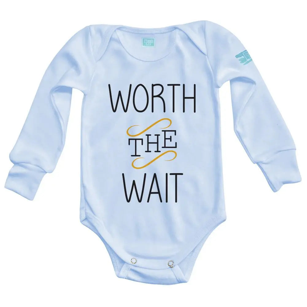 Body Bebé Worth The Wait Manga Larga / Azul / 24m - Coveme