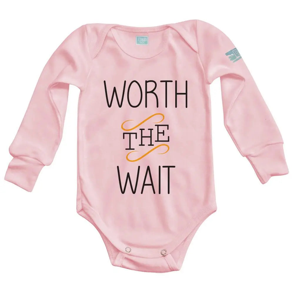 Body Bebé Worth The Wait Manga Larga / Rosa / 24m - Coveme