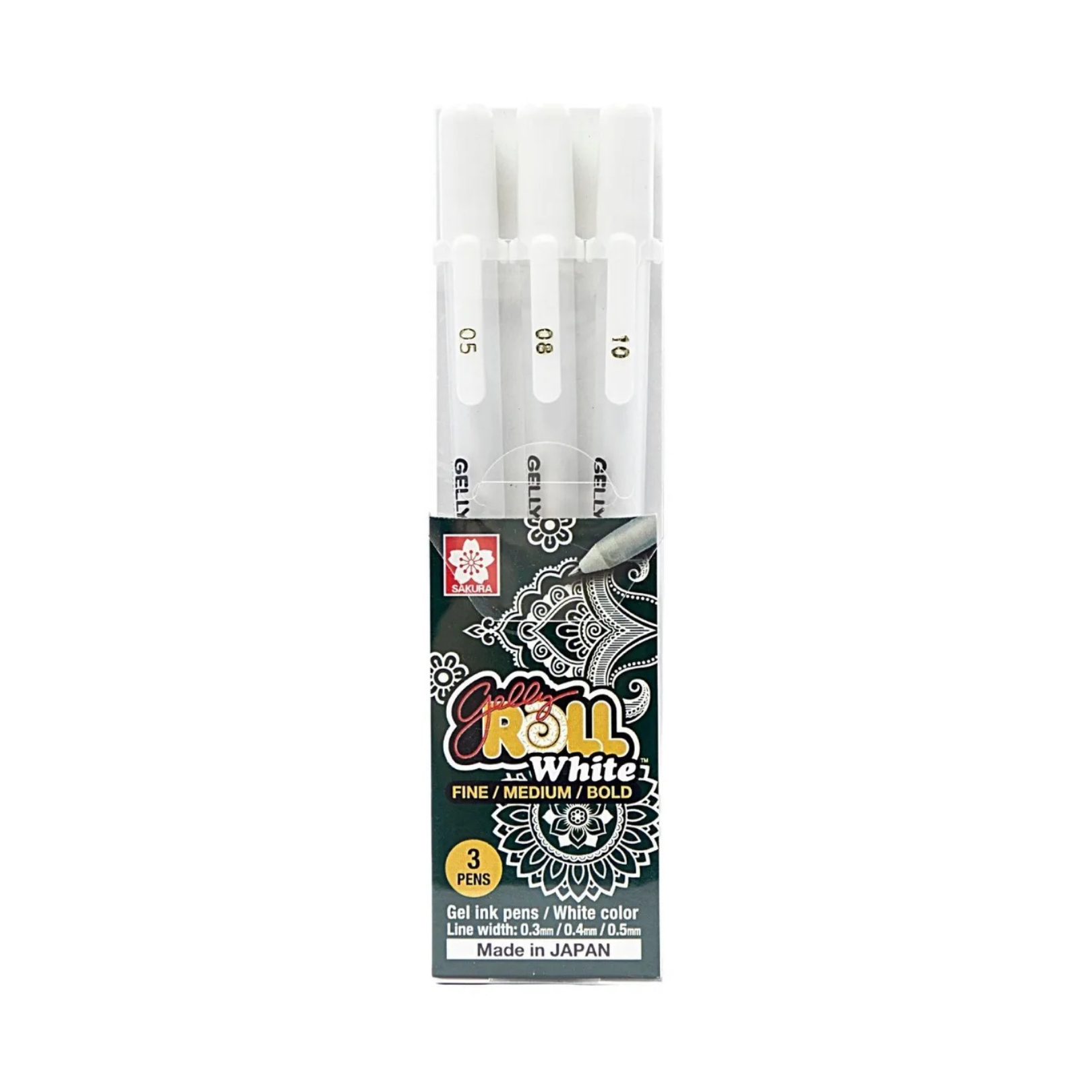 Kit De 3 Plumas Gelly Roll Sakura Blancas Diferentes Puntas