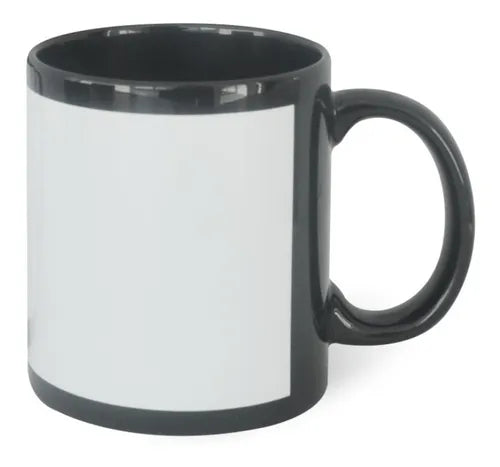 Taza Negra Con Ventana Blanca Sublimación 11 Oz Caja 36 Pzs