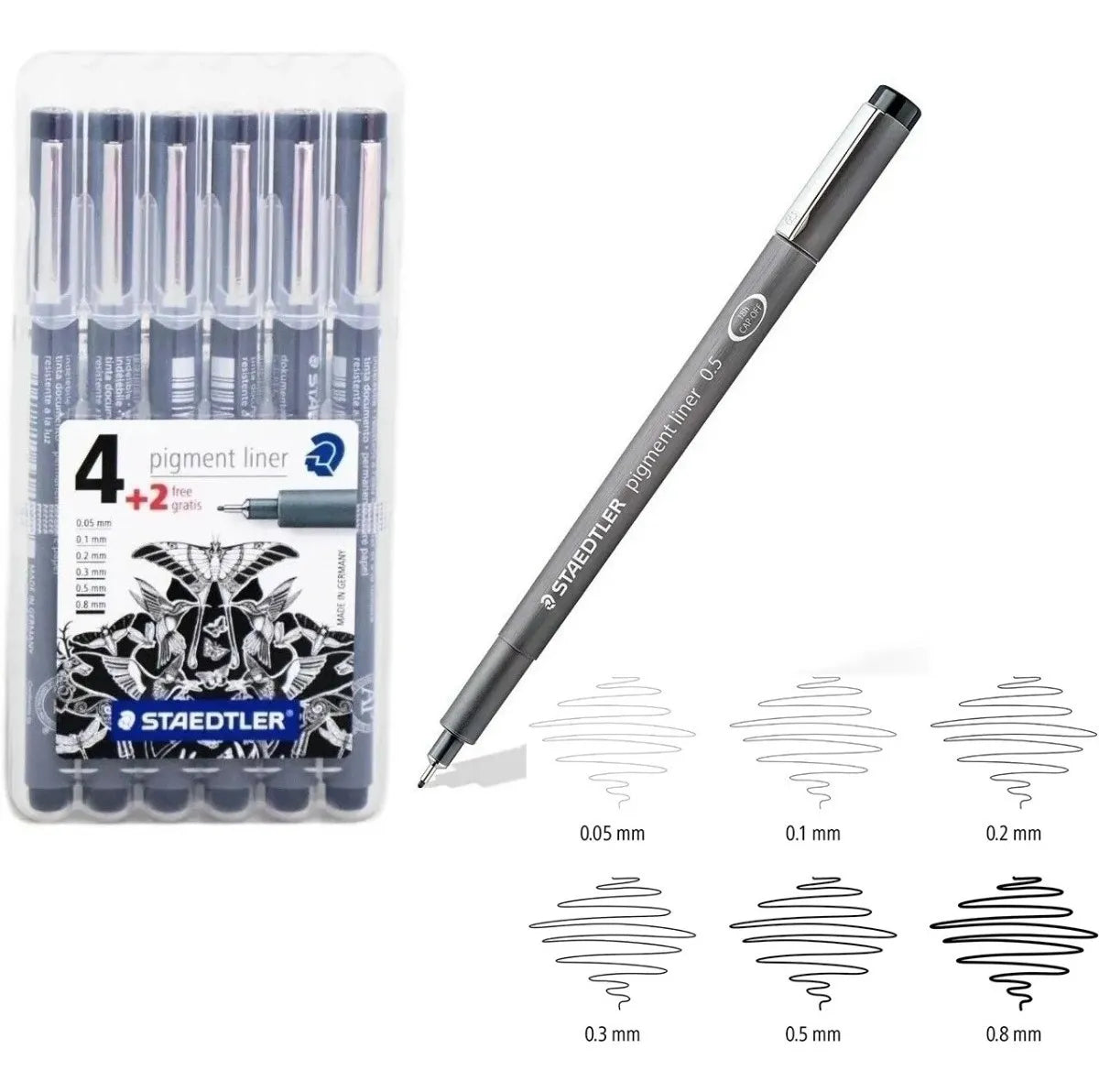 Kit Estilógrafo STAEDTLER Tinta Negra Puntas Diferentes 6 Piezas