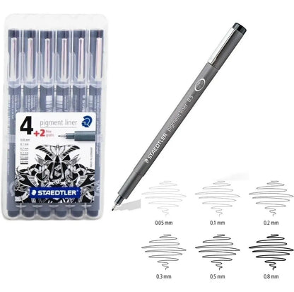Kit Estilógrafo STAEDTLER Tinta Negra Puntas Diferentes 6 Piezas