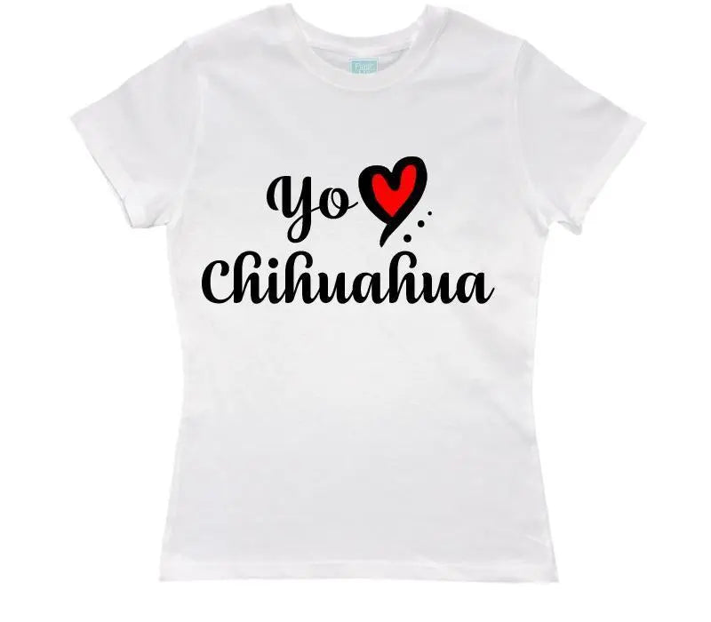 Playera Yo Amo Chihuahua Blanco / EEG / Dama - PLASH - vista lateral