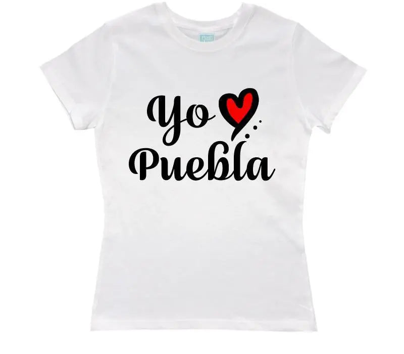 Playera Yo Amo Puebla Blanco / EEG / Dama - Coveme - vista lateral