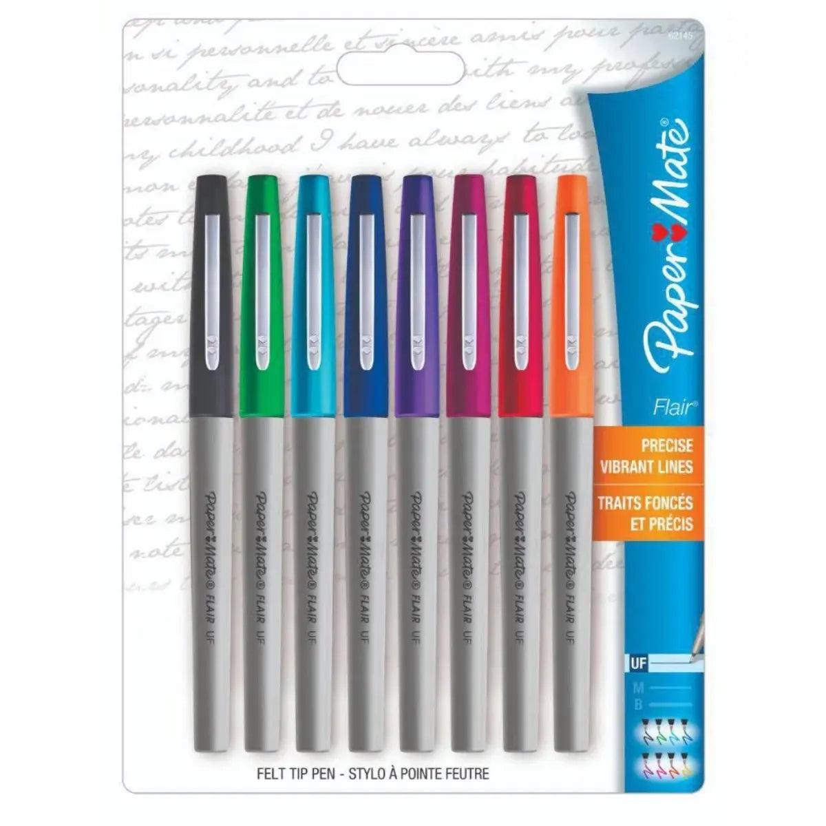 Plumones Paper Mate Flair Colores Surtidos 8 piezas - Papermate - vista trasera