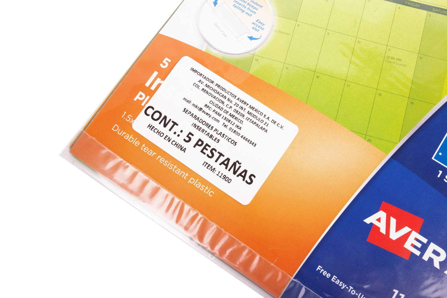 5 Separadores Plástico Insertables Pestañas Multicolor Avery