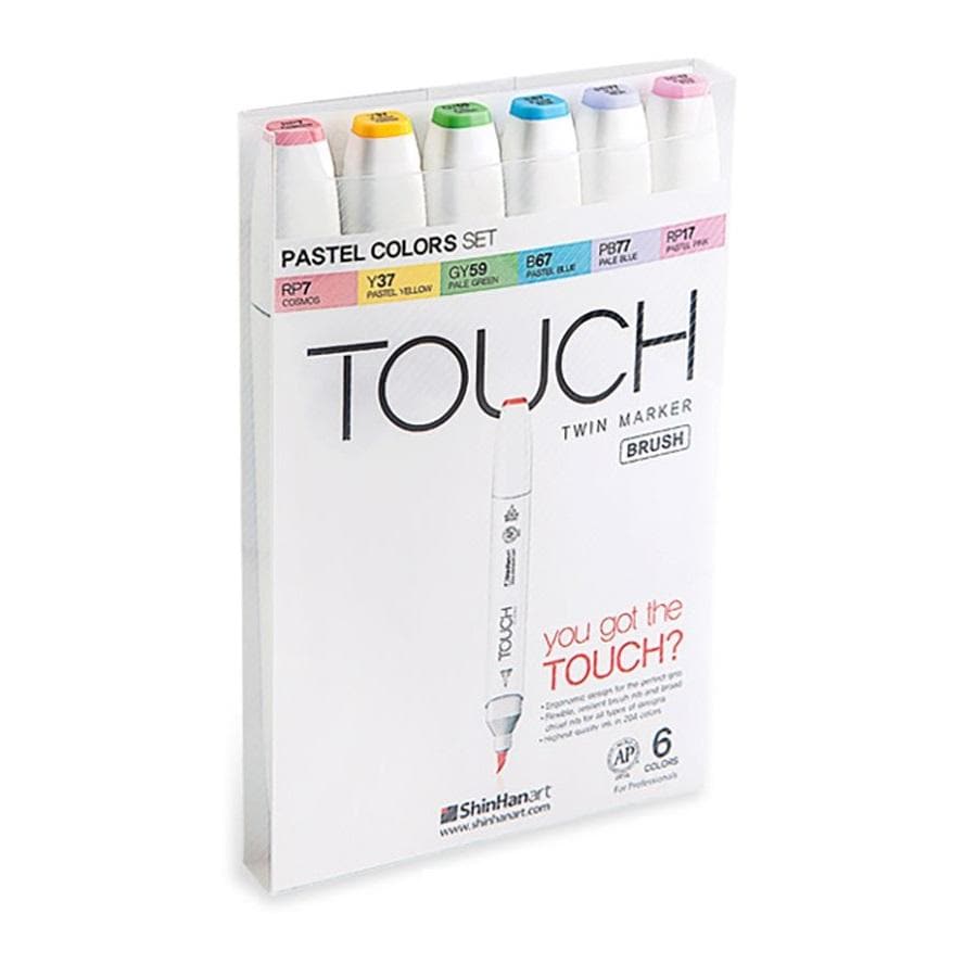 TOUCH - Set con 6 marcadores pasteles brush no. 616