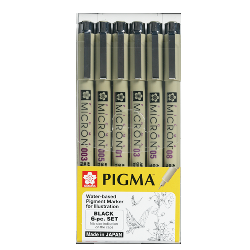 Set con 6 estilógrafos Pigma Micron