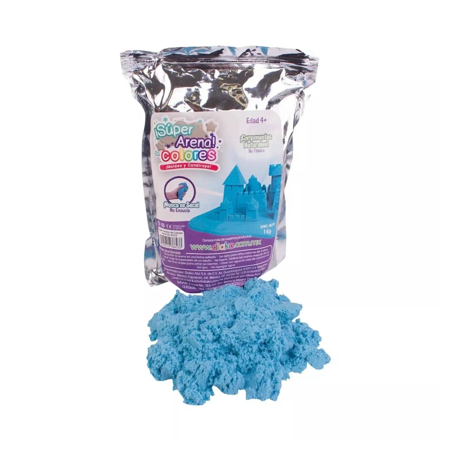 Super Arena Cinética 1 Kg Moldeable Color Azul - MarchanteMX