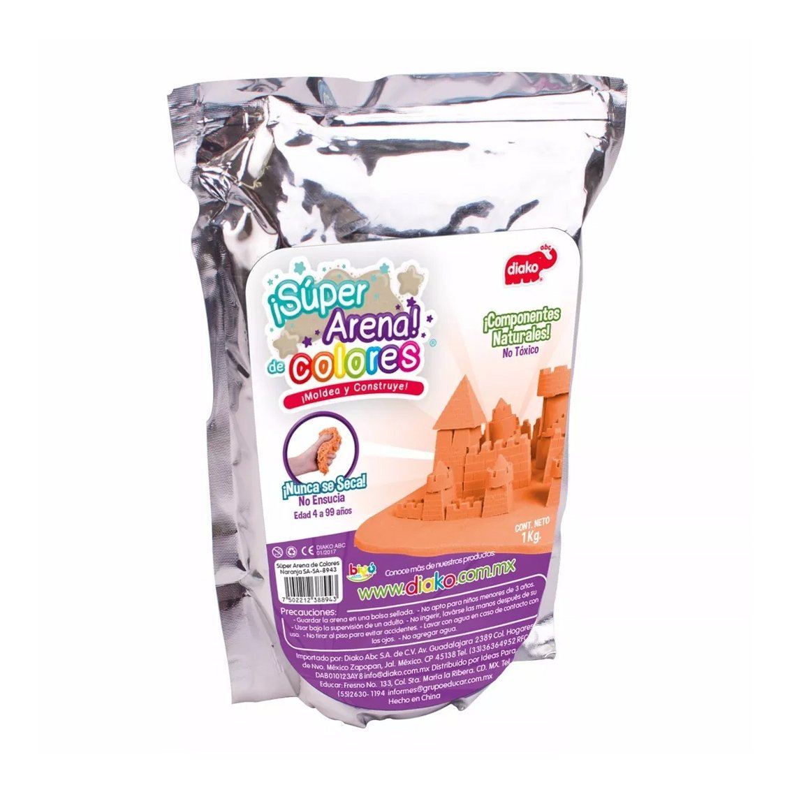 Super Arena Cinética 1 Kg Moldeable Color Naranja - MarchanteMX