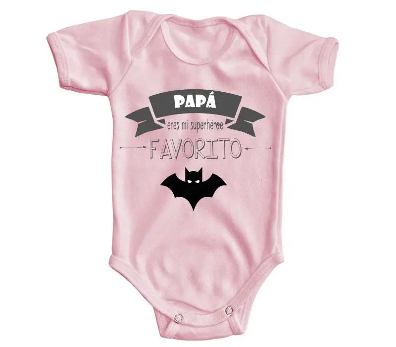 Body Bebé Papá Tu Eres Mi Superhéroe Favorito Manga Corta / Rosa / 12m - PLASH - vista lateral