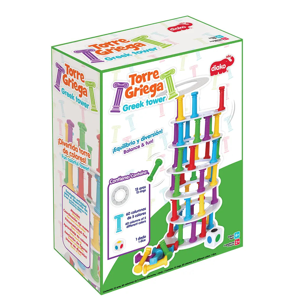 DIAKO ABC | Torre Griega - Juego de Mesa de plástico | Juegos de Mesa para niños | Fomenta la imaginación y Desarrollo cognitivo | Perfecto para Regalo | Dia del niño - Diako - vista lateral