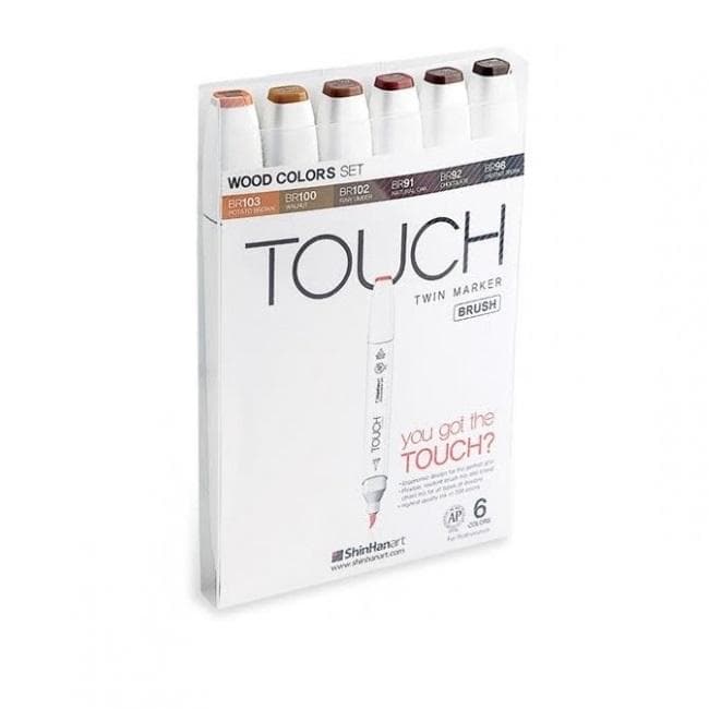 TOUCH - Set con 6 marcadores wood brush no. 610