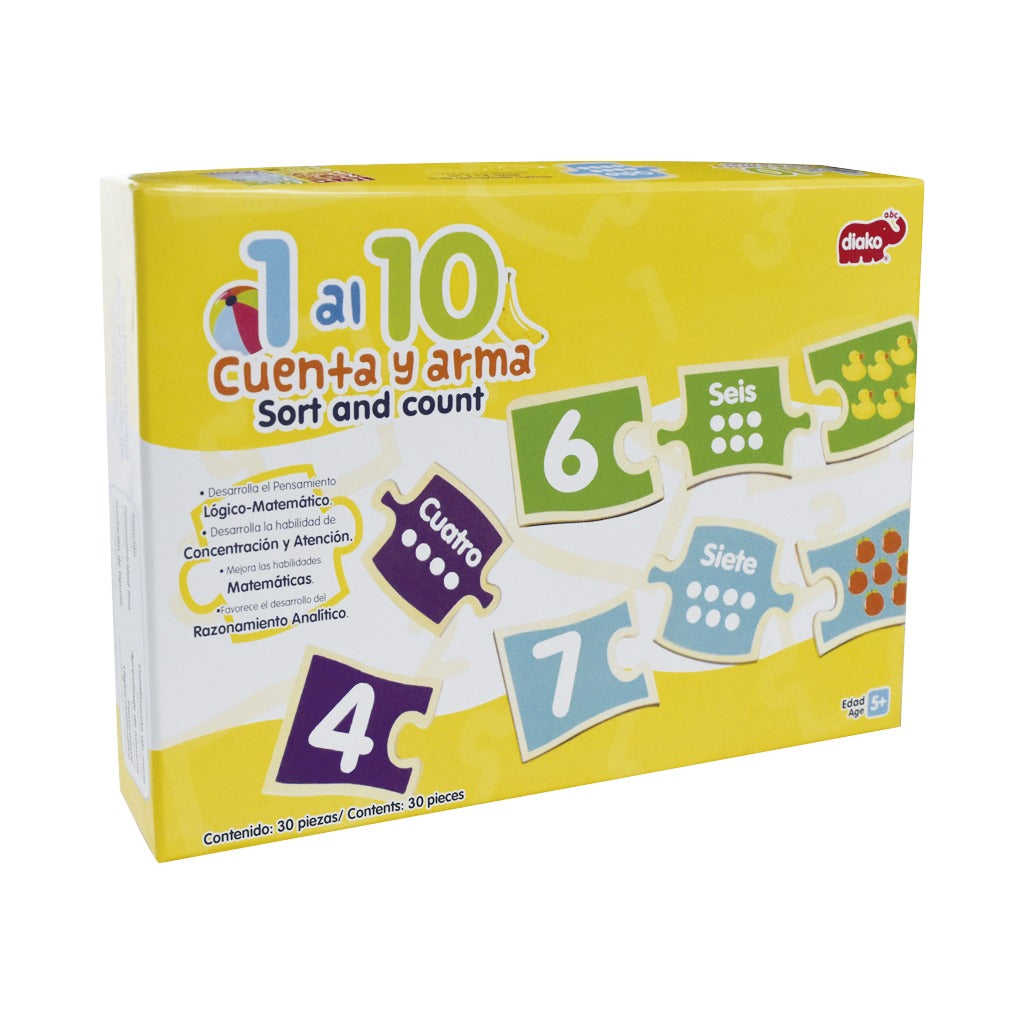 Rompecabezas Números 1 Al 10 Cuenta Y Arma Didáctico