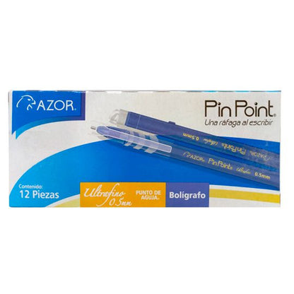 Bolígrafos Azor Pin Point Ultra Fino Punta Aguja 0.5mm 12 Piezas Elige Color - MarchanteMX