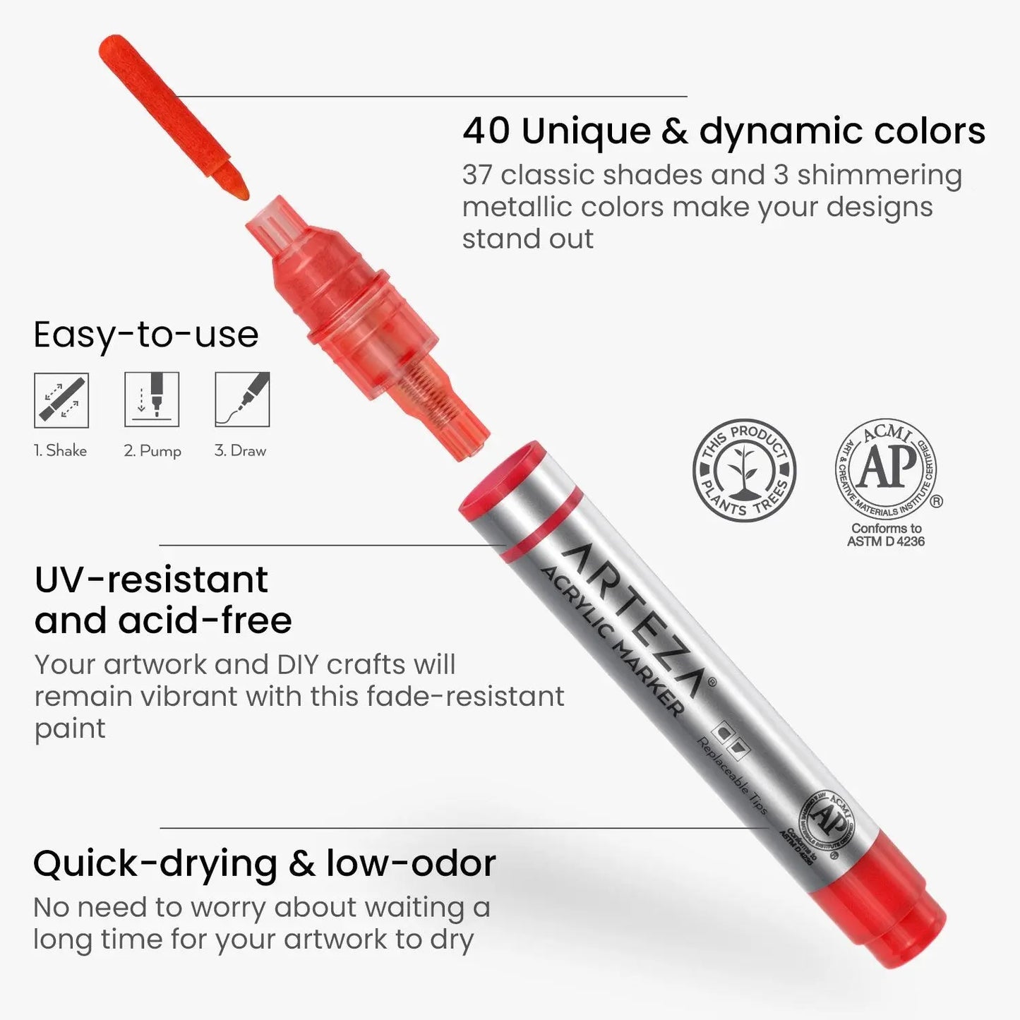 Set 40 Marcadores Acrílicos Permanentes Rotuladores Arteza Arteza