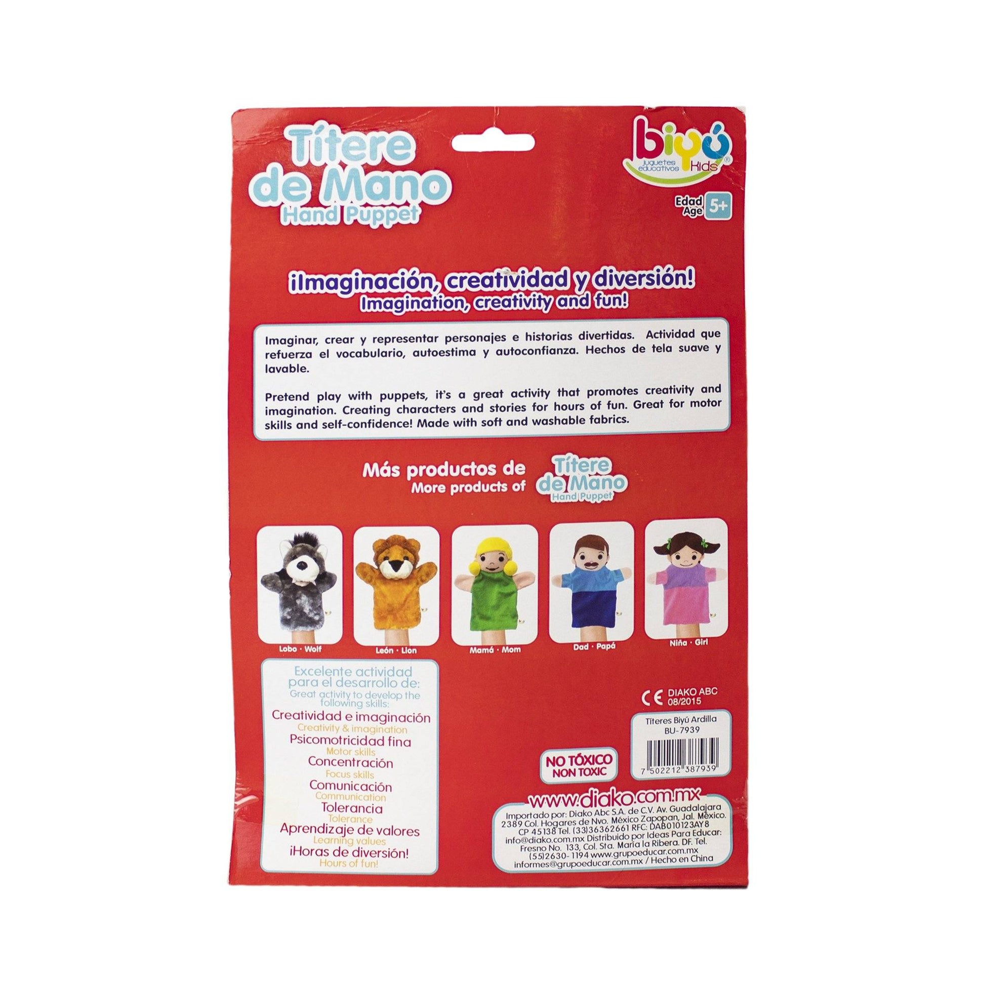 Títere Biyu Ardilla Diako - MarchanteMX