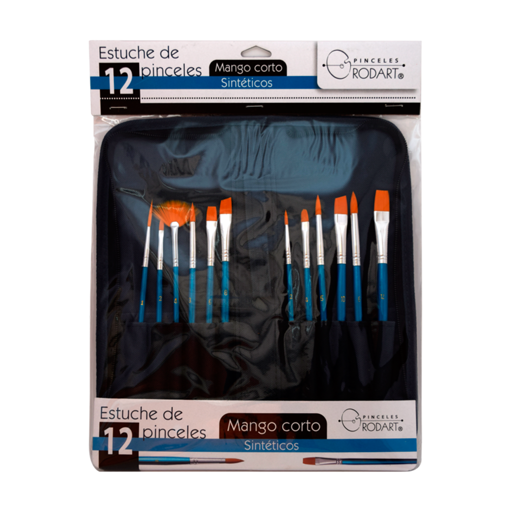 RODART - Estuche de 12 pinceles surtidos pelo sintético