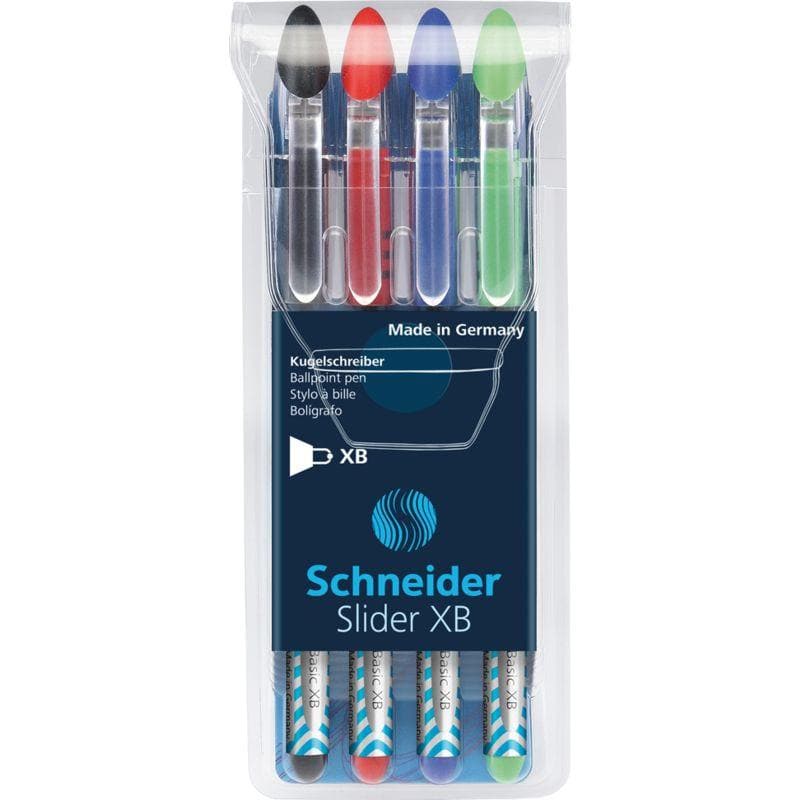 SCHNEIDER - ESTUCHE CON 4 BOLÍGRAFOS SLIDER BASIC XB