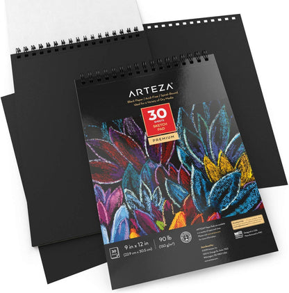 Set de 2 Block Papel Negro Bocetos Dibujo 23x30 30h Arteza