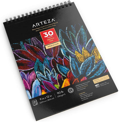 Set de 2 Block Papel Negro Bocetos Dibujo 23x30 30h Arteza