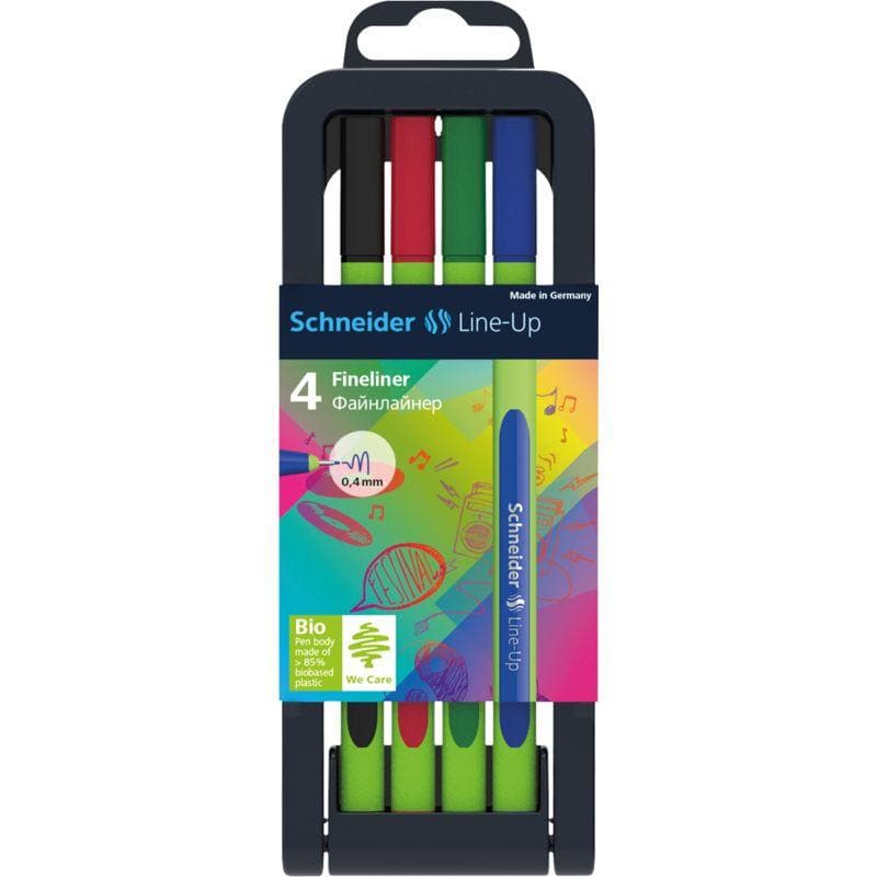 SCHNEIDER -ESTUCHE CON 4 MARCADORES PUNTA FINA - LINE-UP