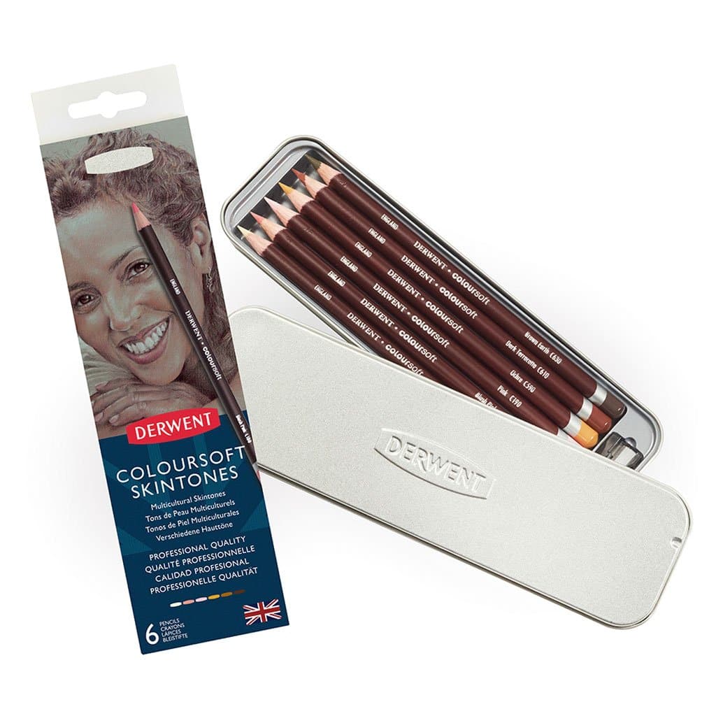 DERWENT - Caja metálica con 6 lápices coloursoft skintones no. 2300217