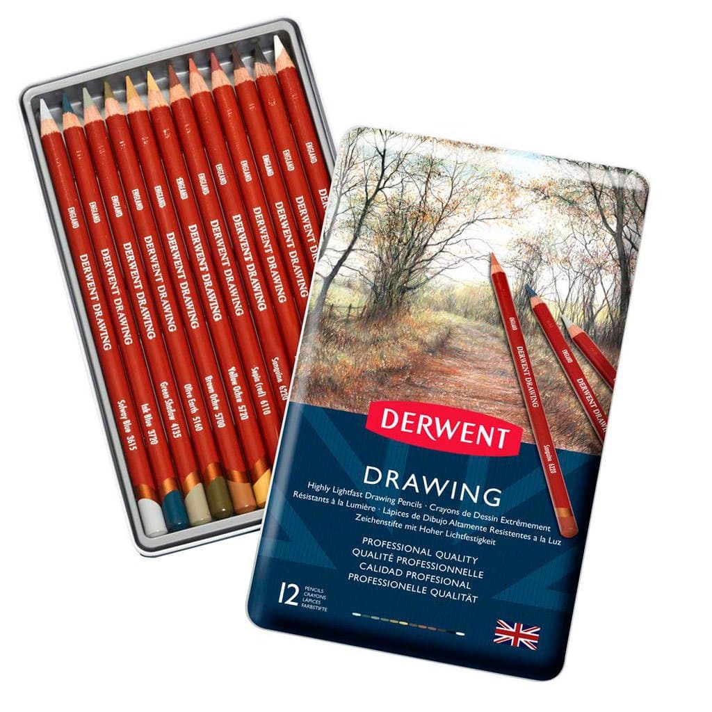 Derwent - Caja metálica lápices drawing 12 colores