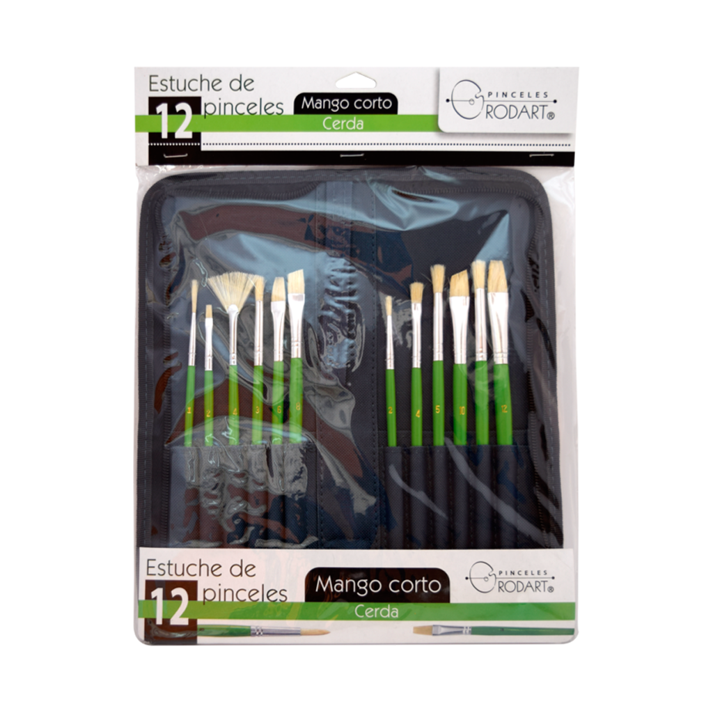 RODART - Estuche de 12 pinceles surtidos pelo de cerda