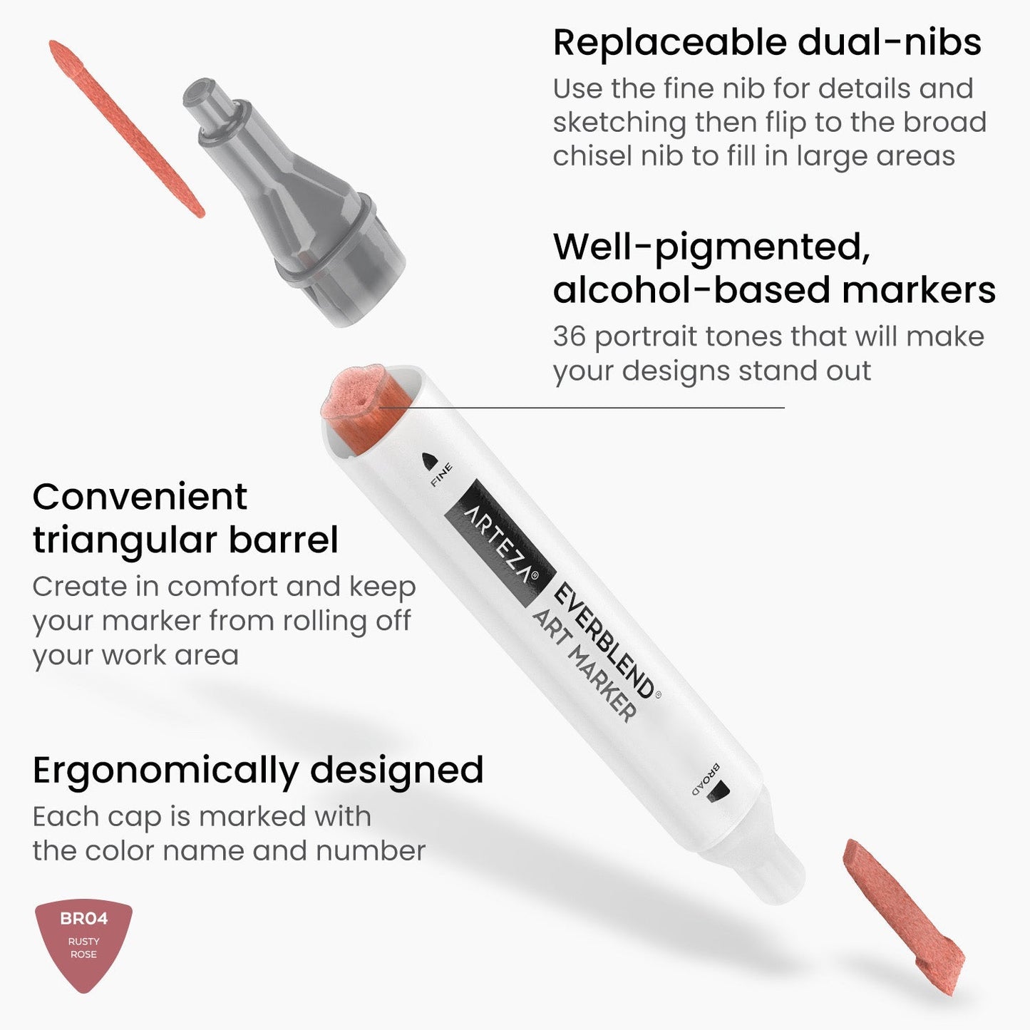 36 Rotulador Marcador Doble Punta Tono Piel Everblend Arteza