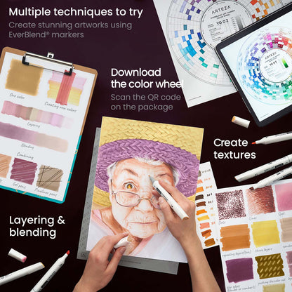 36 Rotulador Marcador Doble Punta Tono Piel Everblend Arteza