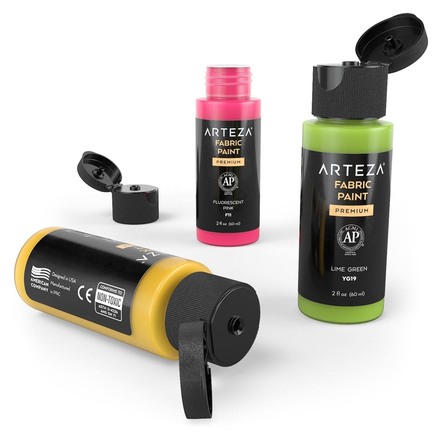 Set 24 Pintura Textil 60ml Arteza Color Básico Metal Bote