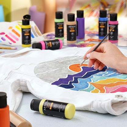 Set 24 Pintura Textil 60ml Arteza Color Básico Metal Bote