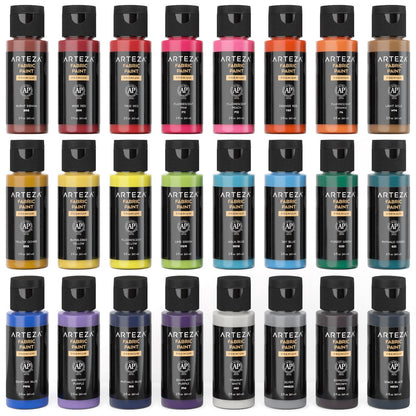 Set 24 Pintura Textil 60ml Arteza Color Básico Metal Bote