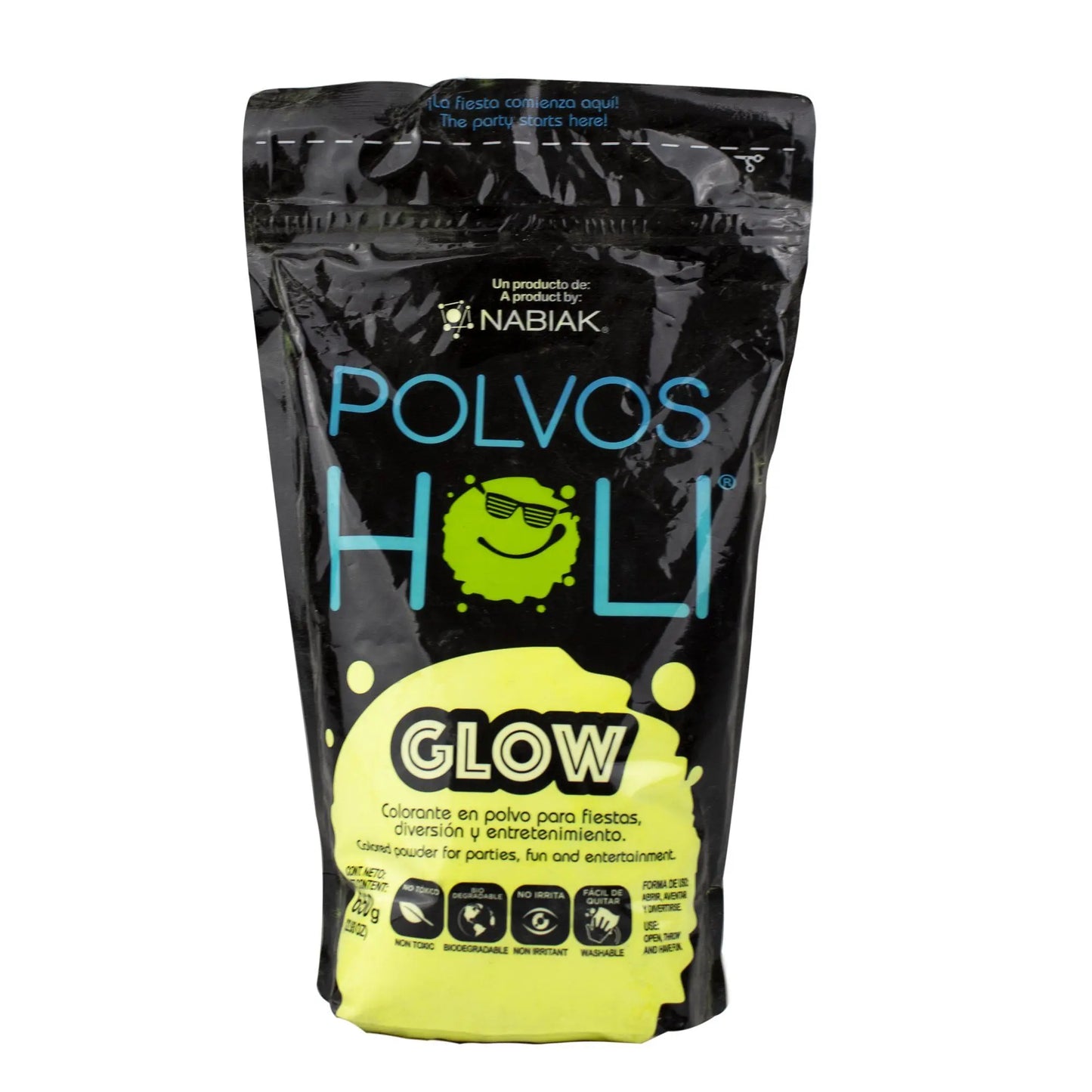 Polvos Holi Glow Amarillo Fluorescente Maxibolsa 650gr - MarchanteMX
